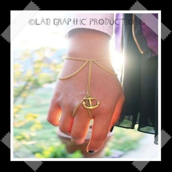 Anchor Tassels Chain Bracelet With Finger Ring - Picture 2 of 4